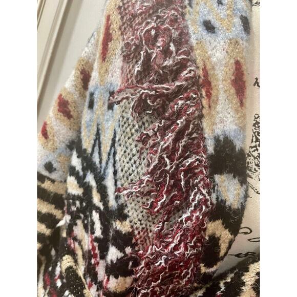 ANTHROPOLOGIE COAT SWEATER FRINGED PENNY LANE ANIMAL PRINT Sz S BOHO AESTHETIC - Picture 16 of 16
